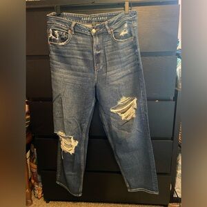 American Eagle Distressed Mom Straight Jeans